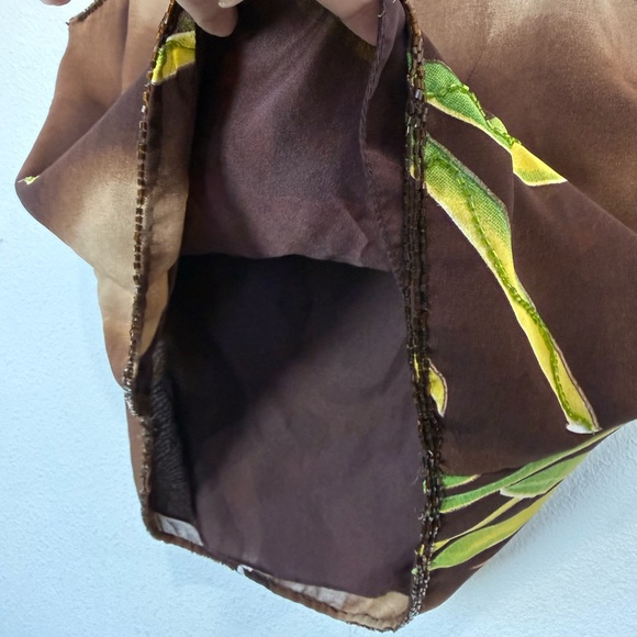 Vintage Midnight Velvet Beaded Floral Satin Camisole Top Brown Y2K Fairycore S - Picture 5 of 10